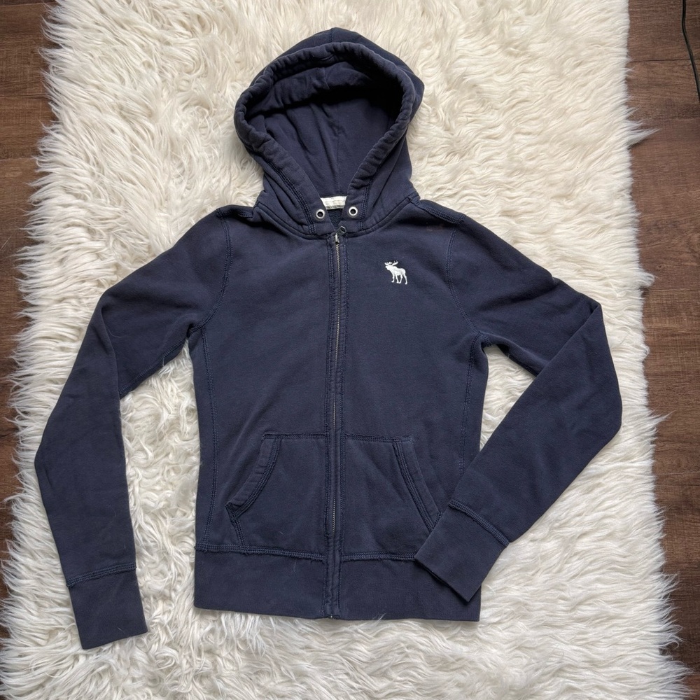 Vintage Abercrombie Girl’s Dark Blue Full Zip Hoodie Size 14/16